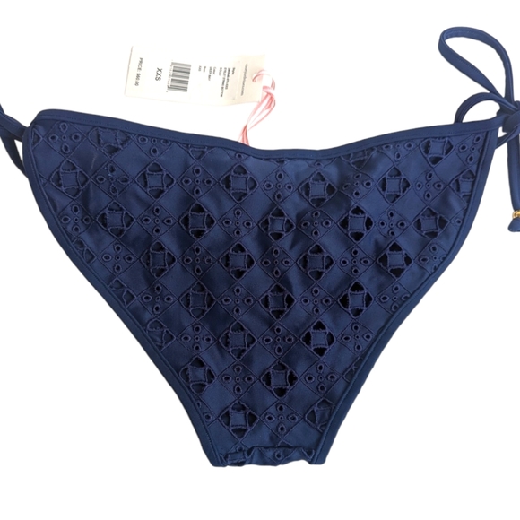Vineyard Vines Bikini Bottom NWT Navy Blue Eyelet Lace Tie Sides Swimsuit - Picture 3 of 8